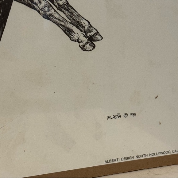 1981 ART PRINT M. PENA 1103 WINGED HORSES PEGASUS NO Frame 12x15" Sealed - Picture 4 of 6